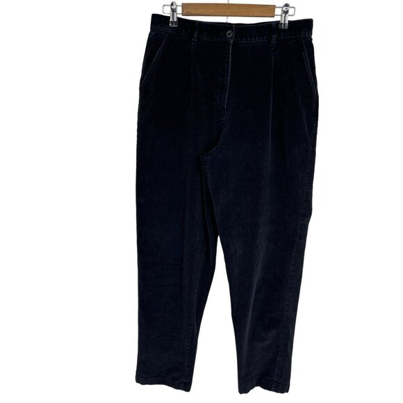 L.L. Bean Black Original Fit Corduroy Pants Women's Size 14MT - Picture 1 of 10